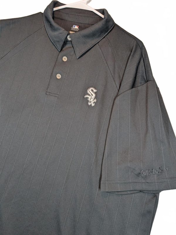 MLB Chicago White Sox Pinstripe Golf Polo Shirt Mens 2XL Black