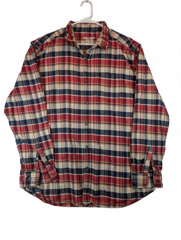 Line Of Trade Plaid Flannel Button-Up Cotton Workwear Pocket Shirt Mens XXL