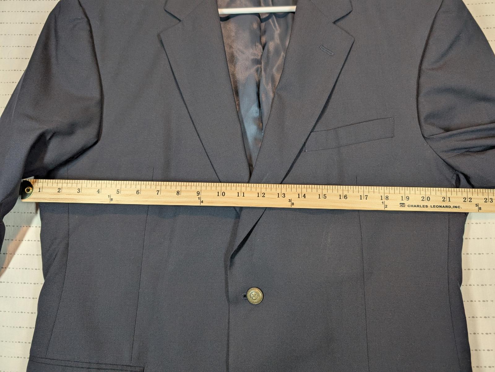 Jos. A. Bank Navy Wool Brass Button Blazer Sport Coat Mens 44R Classic Fit - Image 4