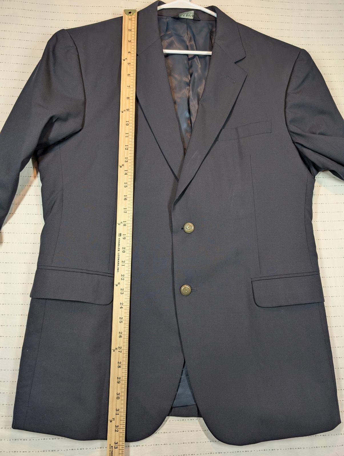 Jos. A. Bank Navy Wool Brass Button Blazer Sport Coat Mens 44R Classic Fit - Image 5
