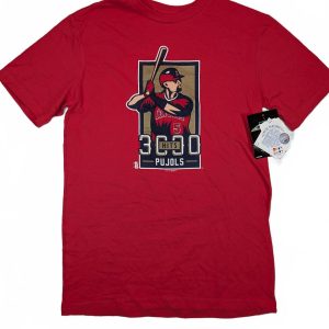 New Era Albert Pujols 3000 Hits Graphic Baseball T Shirt Angels Mens Small Red