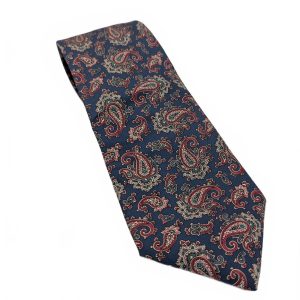 Mario Valentino Paisley Neck Tie Blue Red Print Classic Business Mens One Size