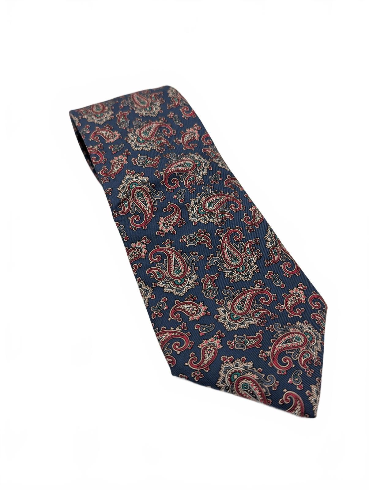 Mario Valentino Paisley Neck Tie Blue Red Print Classic Business Mens One Size