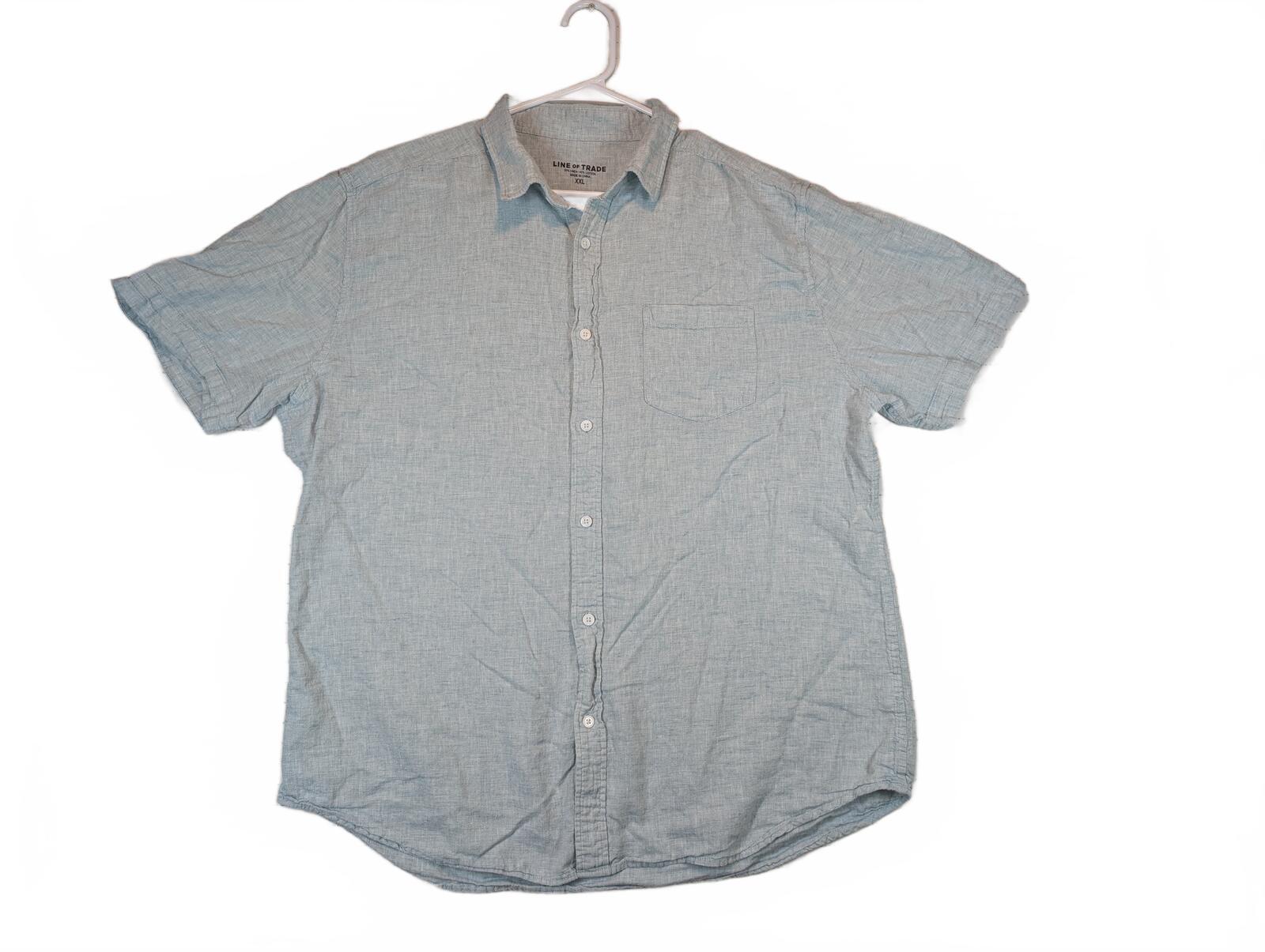 Line Of Trade Linen Cotton Button Down Shirt Short Sleeve Pocket Mens Size XXL
