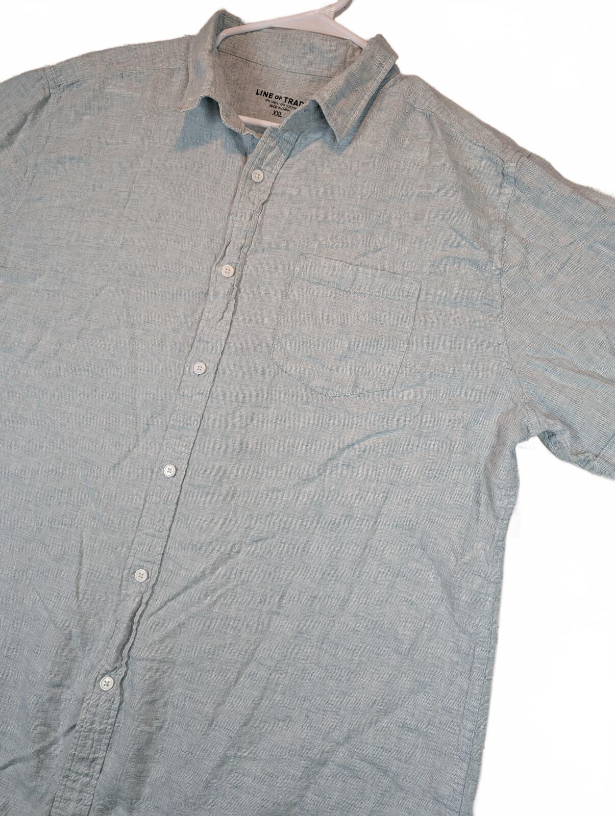 Line Of Trade Linen Cotton Button Down Shirt Short Sleeve Pocket Mens Size XXL - Image 2