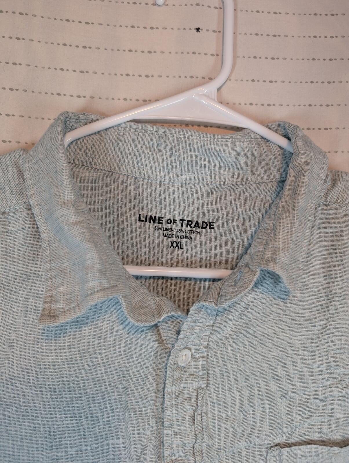 Line Of Trade Linen Cotton Button Down Shirt Short Sleeve Pocket Mens Size XXL - Image 4