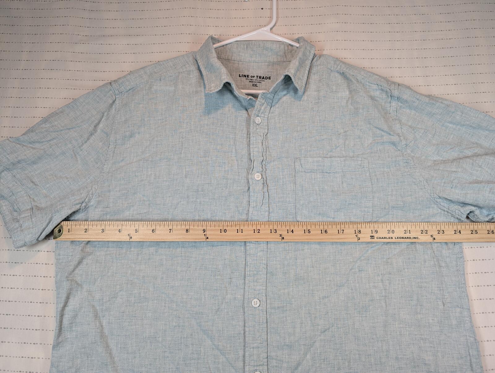 Line Of Trade Linen Cotton Button Down Shirt Short Sleeve Pocket Mens Size XXL - Image 5