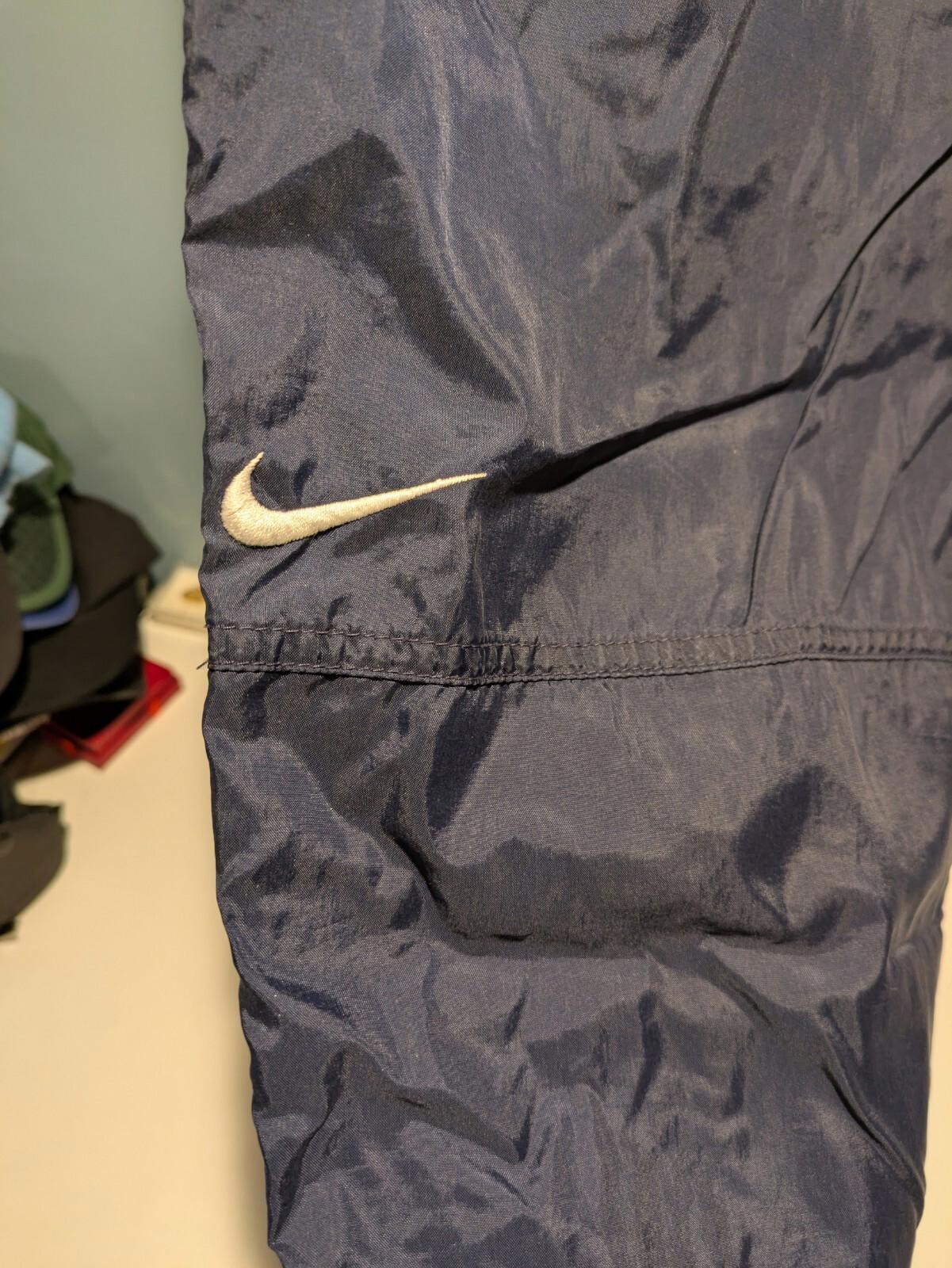 VINTAGE 90s Nike Nylon Joggers Size Small Windbreaker Track Pant Blue 28x30 - Image 7