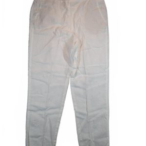 J.Jill Love Linen Pull On Crop Pants White Coastal Pockets Womens Size Large