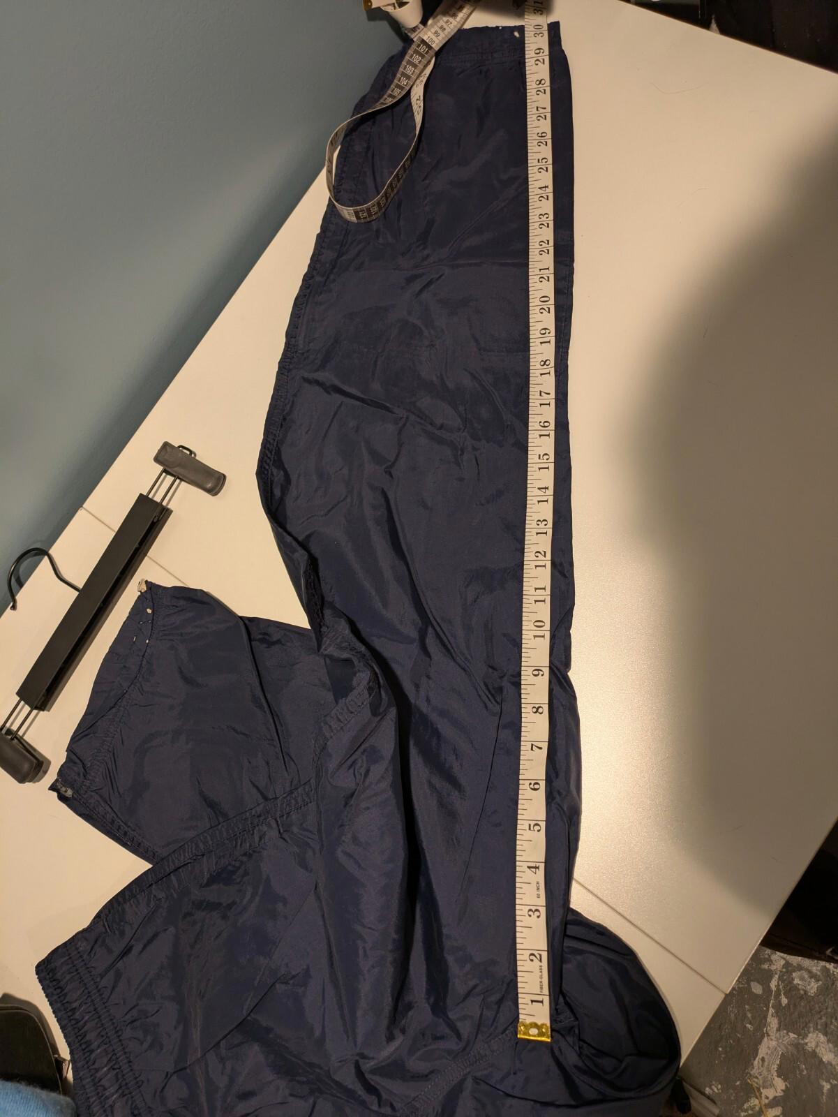 VINTAGE 90s Nike Nylon Joggers Size Small Windbreaker Track Pant Blue 28x30 - Image 9