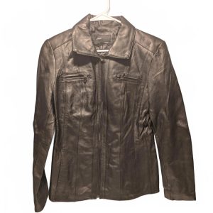 Avanti Black Biker Leather Jacket Zip-Up Outerwear Womens Medium