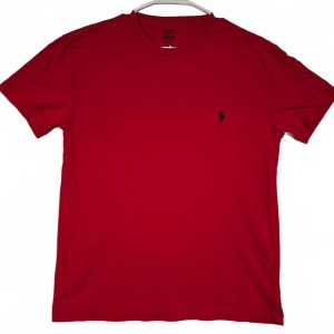 Polo Ralph Lauren Classic Fit Red Crewneck Pocket T-Shirt Logo Mens Small