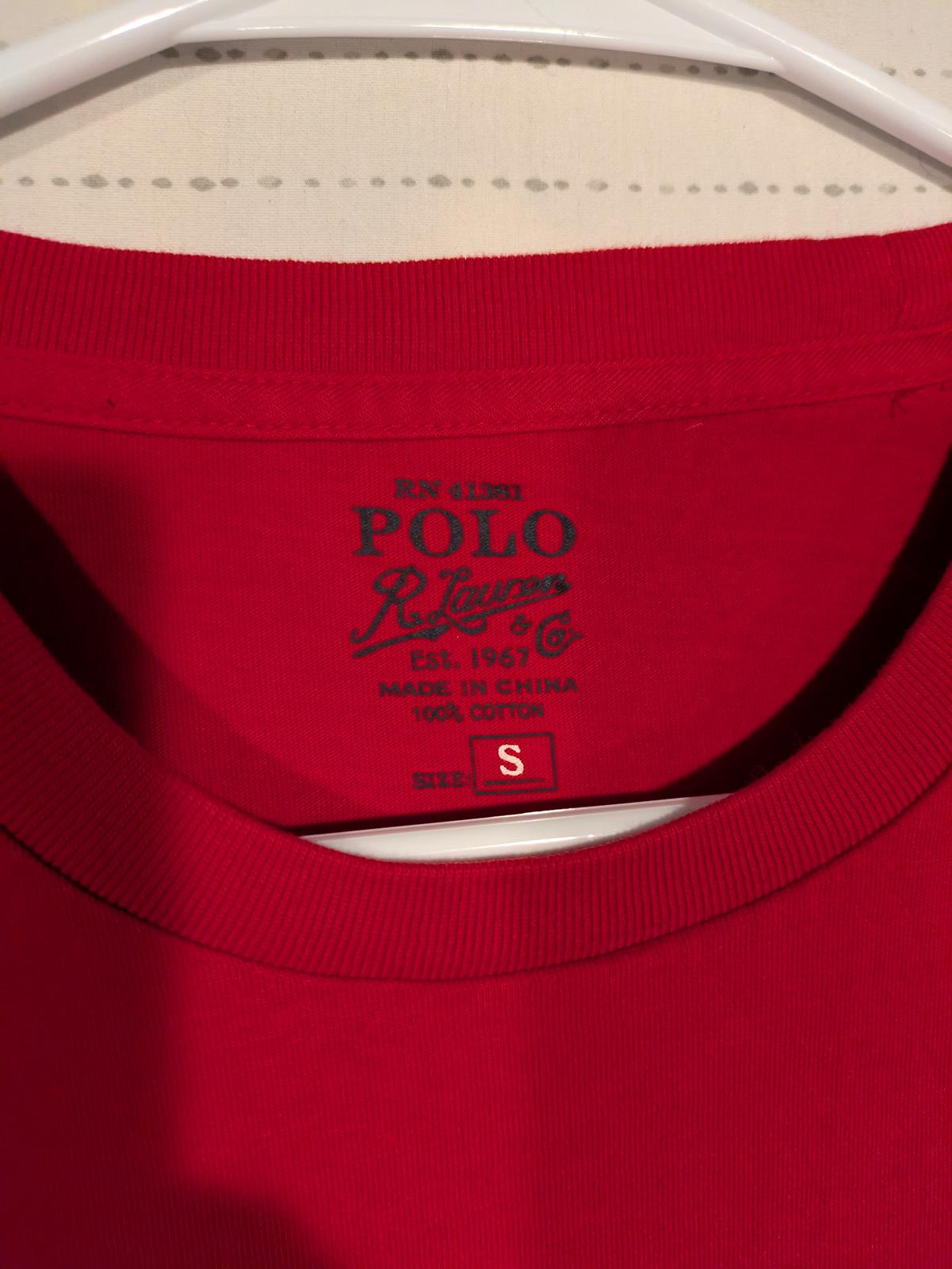 Polo Ralph Lauren Classic Fit Red Crewneck Pocket T-Shirt Logo Mens Small - Image 4