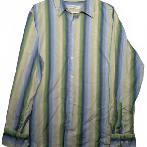 Calvin Klein Striped Button Up Long Sleeve Casual Shirt Mens Large