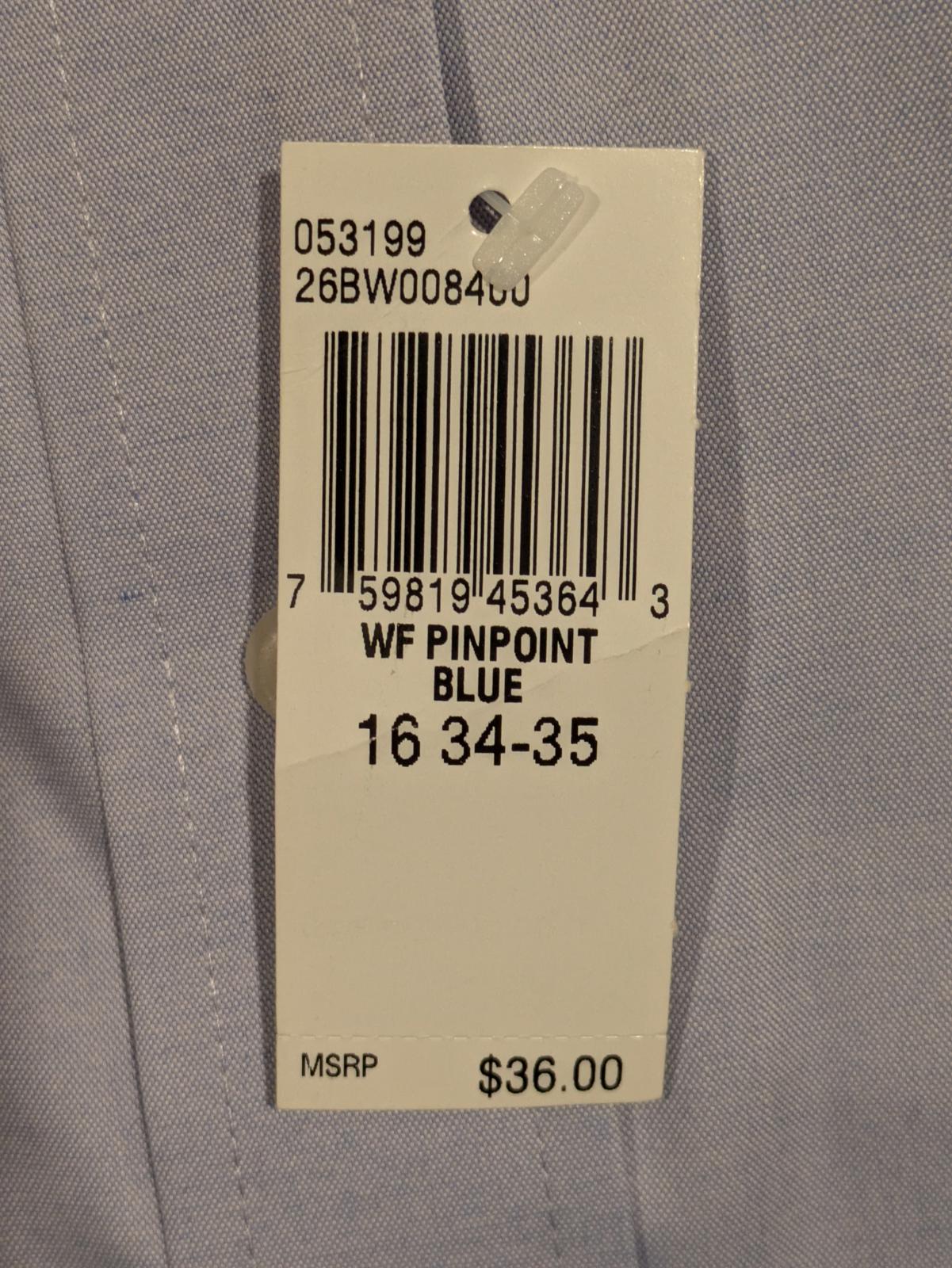Arrow Fairfield Blue Wrinkle Free Button Down Dress Shirt Mens Large 16 34/35 - Image 4