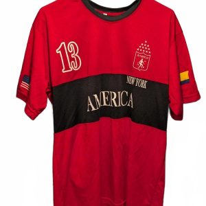 AMERICA New York #13 Soccer Futbol Jersey Red USA Germany Black Stripe XL