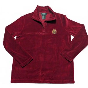 Lauren Ralph Lauren 1/4 Zip Crown Crest Velour  Pullover Women's Red Size P/P