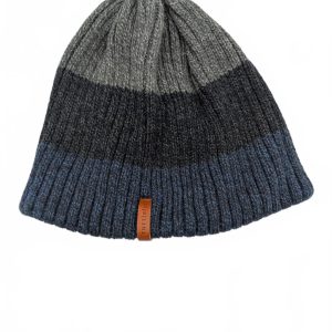 Turtle Fur Colorblock Knit Beanie Winter Hat Unisex One Size Gray Blue