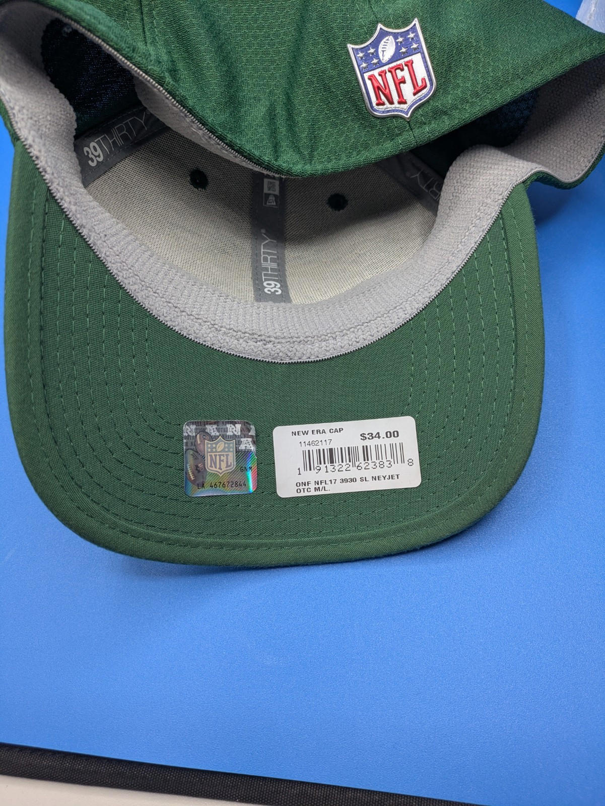 New York Jets New Era 39THIRTY Hat Flex Green Team Classic Logo Cap M/L - Image 9