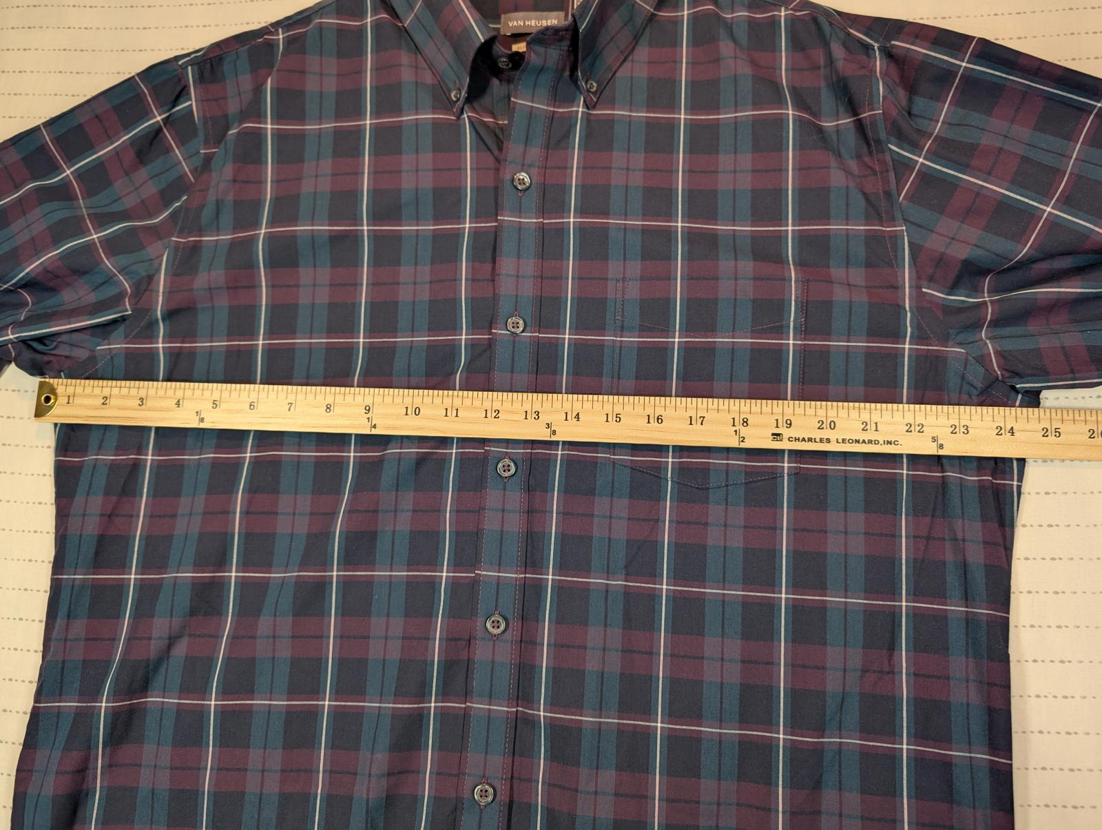 Van Heusen Classic Fit Plaid Button Down Dress Shirt Mens 16-16 1/2 Large - Image 4