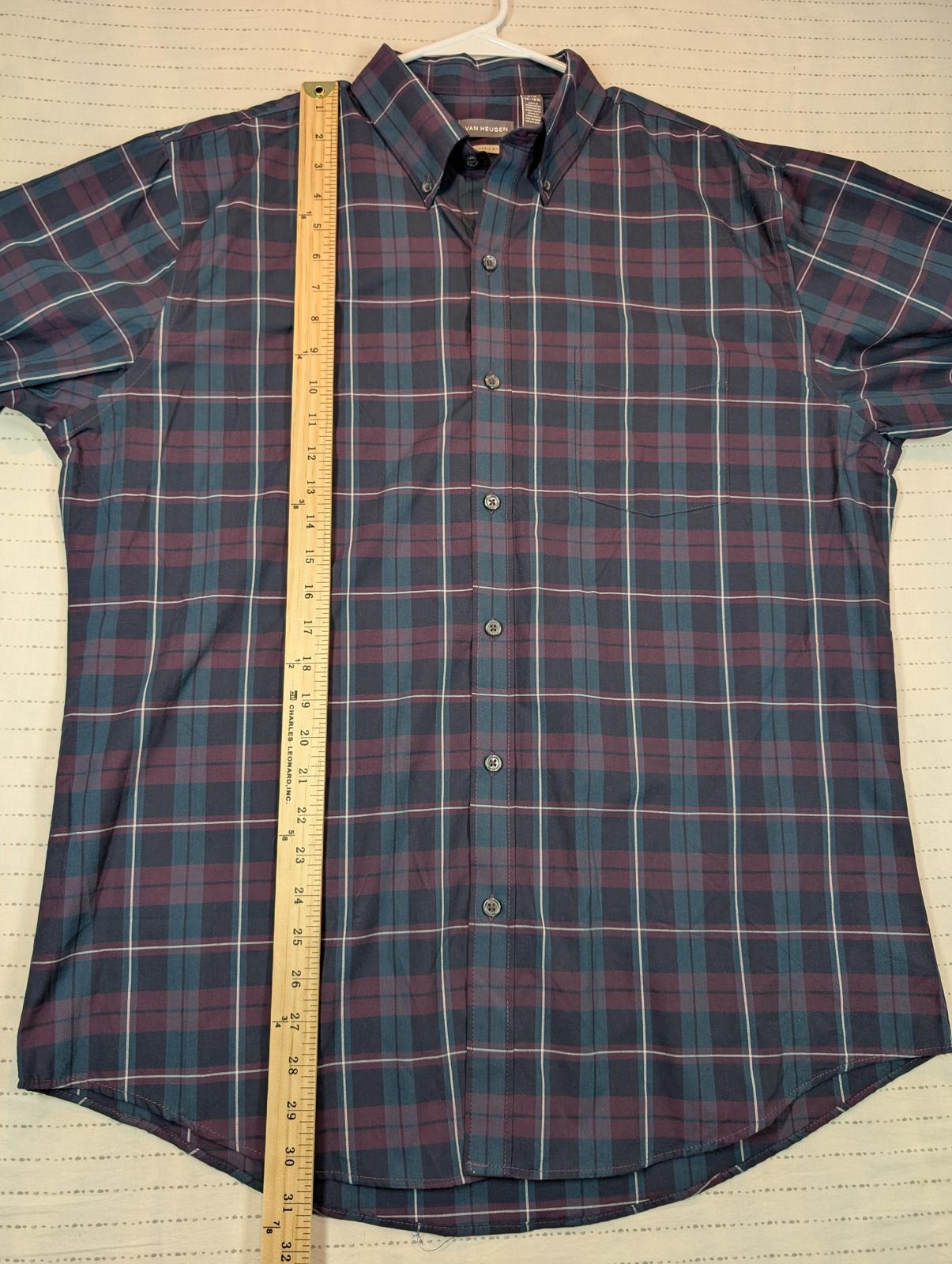 Van Heusen Classic Fit Plaid Button Down Dress Shirt Mens 16-16 1/2 Large - Image 5