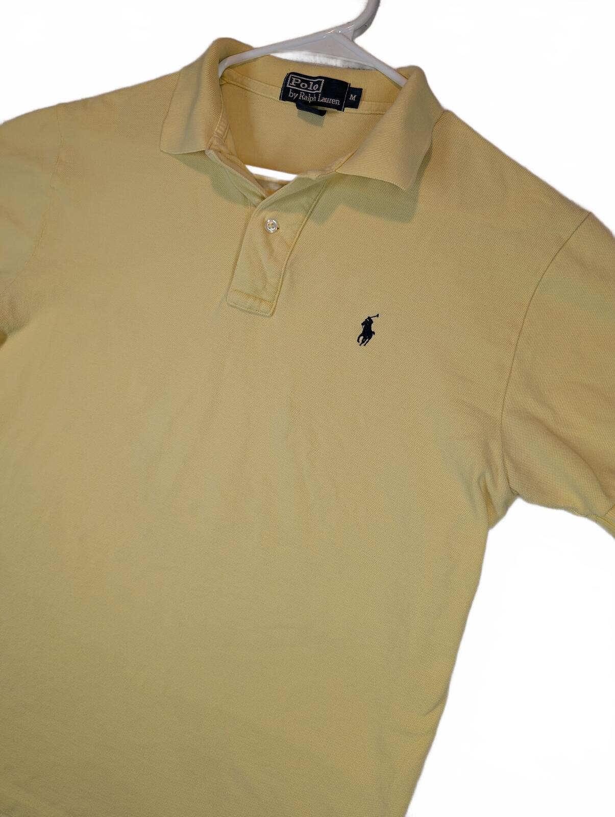 Polo Ralph Lauren Mesh Polo Shirt Pony Logo Yellow Short Sleeve Mens Medium - Image 2