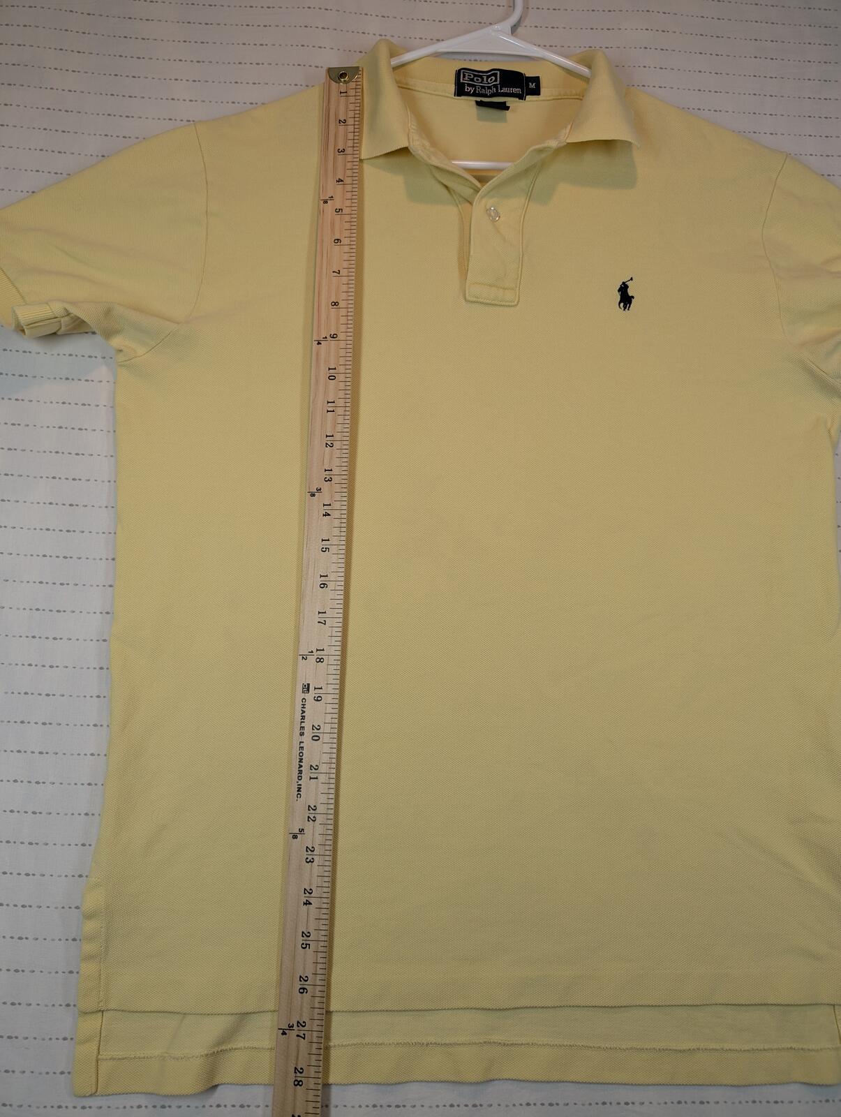 Polo Ralph Lauren Mesh Polo Shirt Pony Logo Yellow Short Sleeve Mens Medium - Image 6