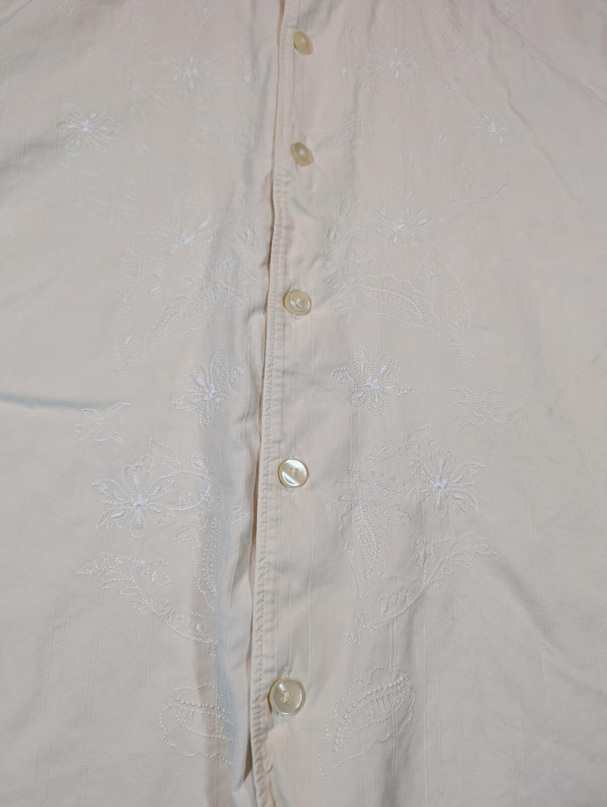 Tommy Bahama Silk Cotton Embroidered Floral Camp Shirt Button Front Mens Large - Image 4