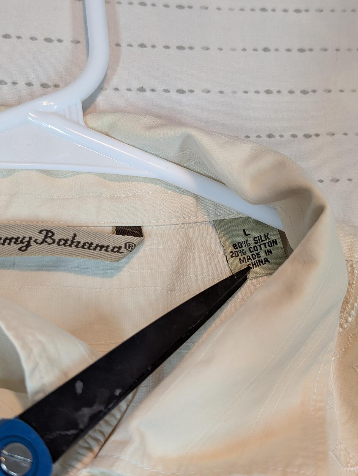 Tommy Bahama Silk Cotton Embroidered Floral Camp Shirt Button Front Mens Large - Image 5