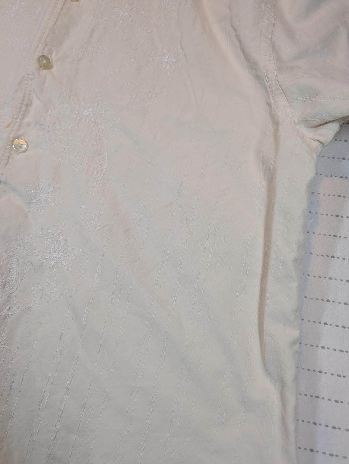 Tommy Bahama Silk Cotton Embroidered Floral Camp Shirt Button Front Mens Large - Image 6