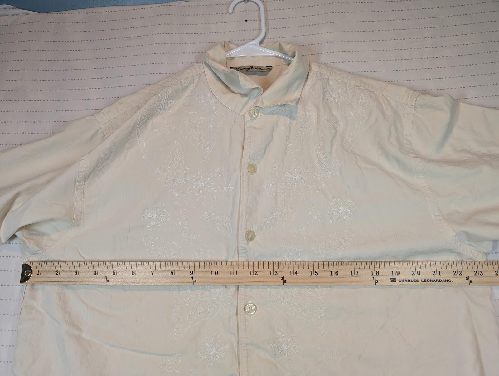 Tommy Bahama Silk Cotton Embroidered Floral Camp Shirt Button Front Mens Large - Image 7
