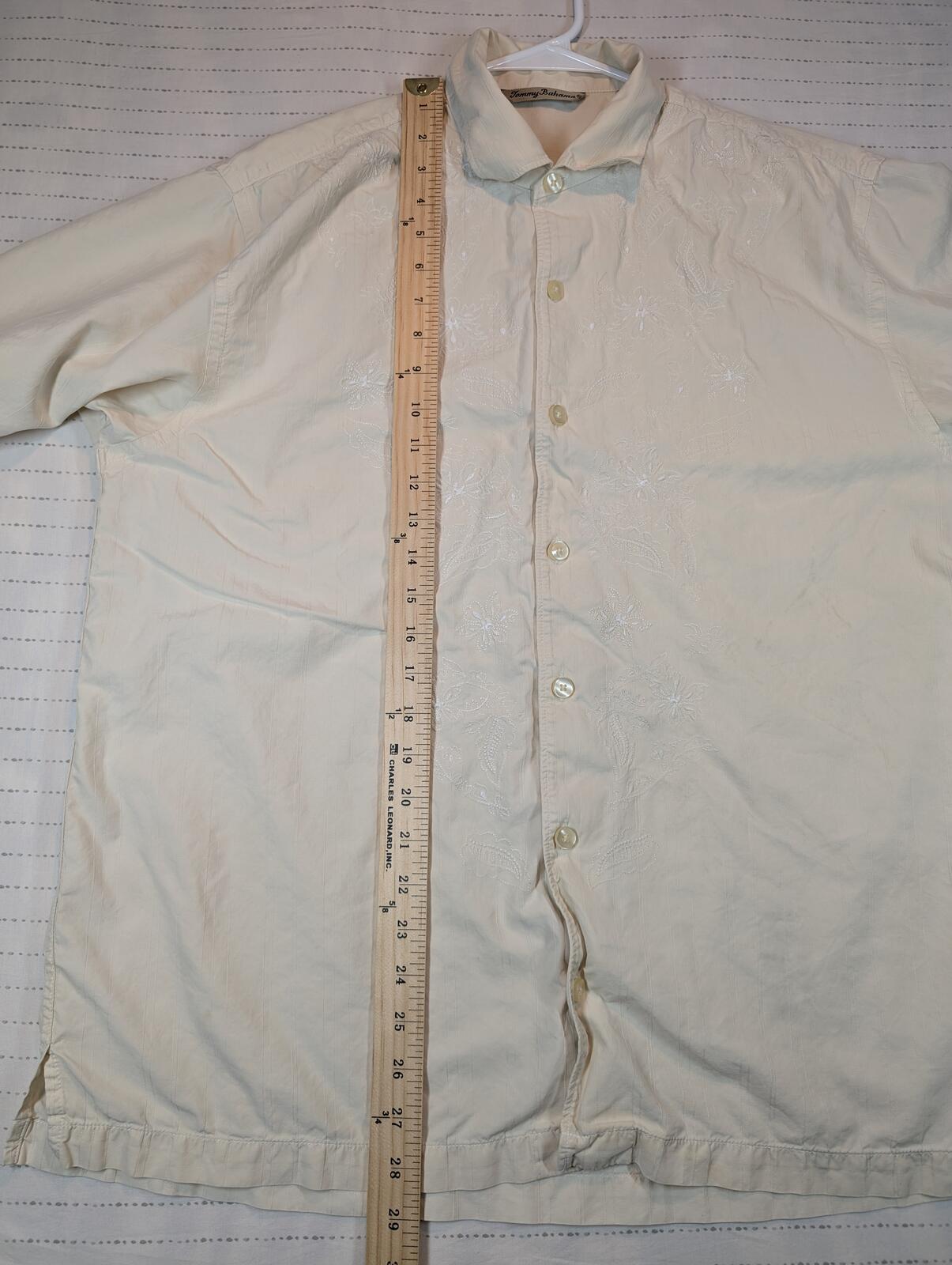 Tommy Bahama Silk Cotton Embroidered Floral Camp Shirt Button Front Mens Large - Image 8