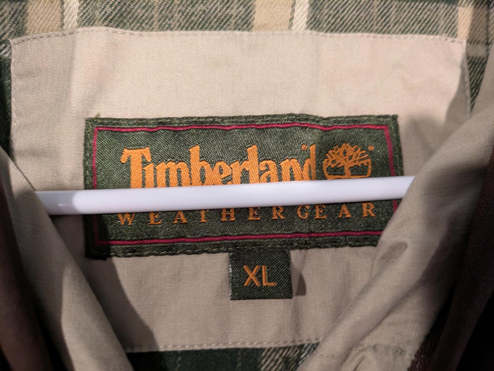 Timberland Weathergear Khaki Field Jacket Leather Collar Button Up Mens XL 1998 - Image 5