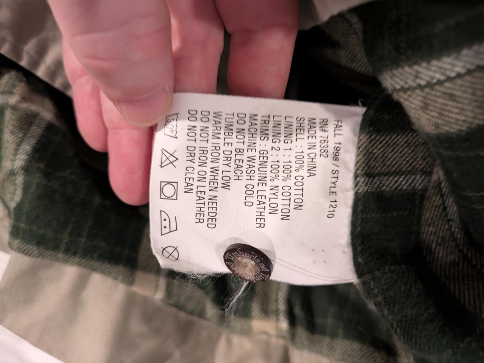 Timberland Weathergear Khaki Field Jacket Leather Collar Button Up Mens XL 1998 - Image 6