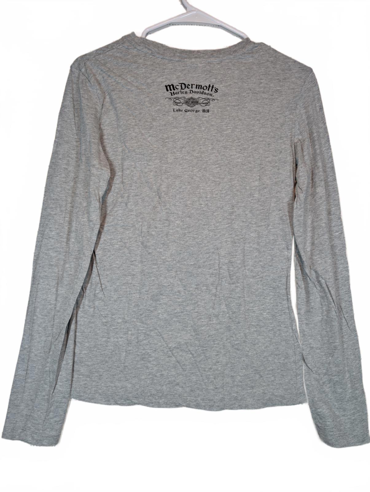 Harley Davidson Ride With Pride Graphic Tee Gray Long Sleeve Womens M - Image 3