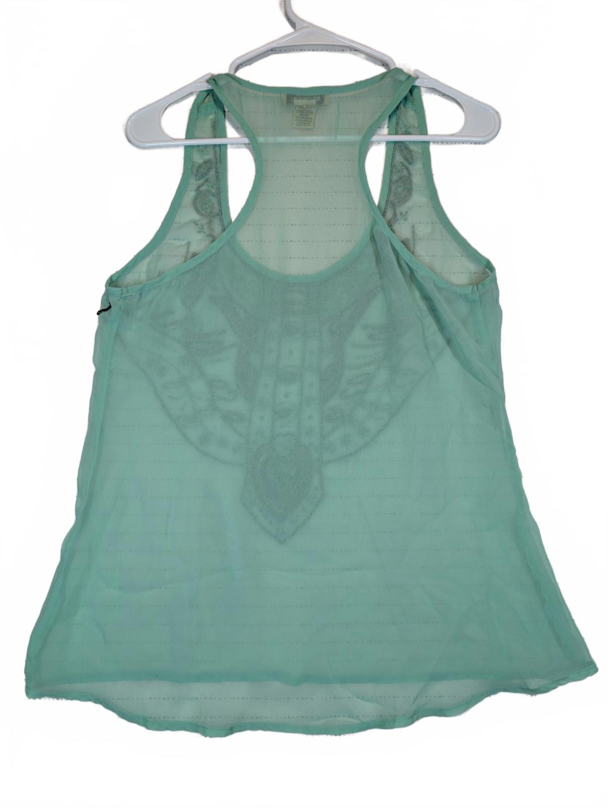 Arden B Beaded Sheer Chiffon Racerback Tank Top Embellished Womens Medium - Image 2