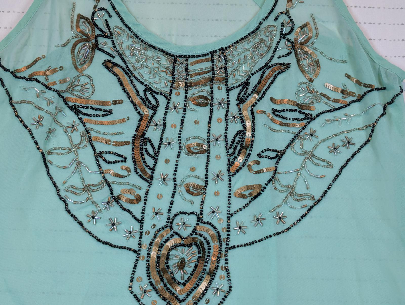 Arden B Beaded Sheer Chiffon Racerback Tank Top Embellished Womens Medium - Image 5