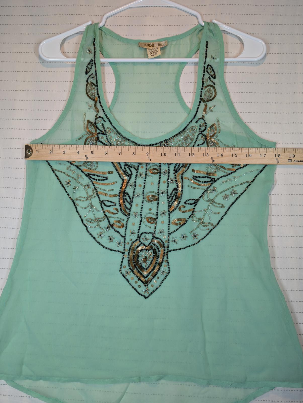 Arden B Beaded Sheer Chiffon Racerback Tank Top Embellished Womens Medium - Image 7