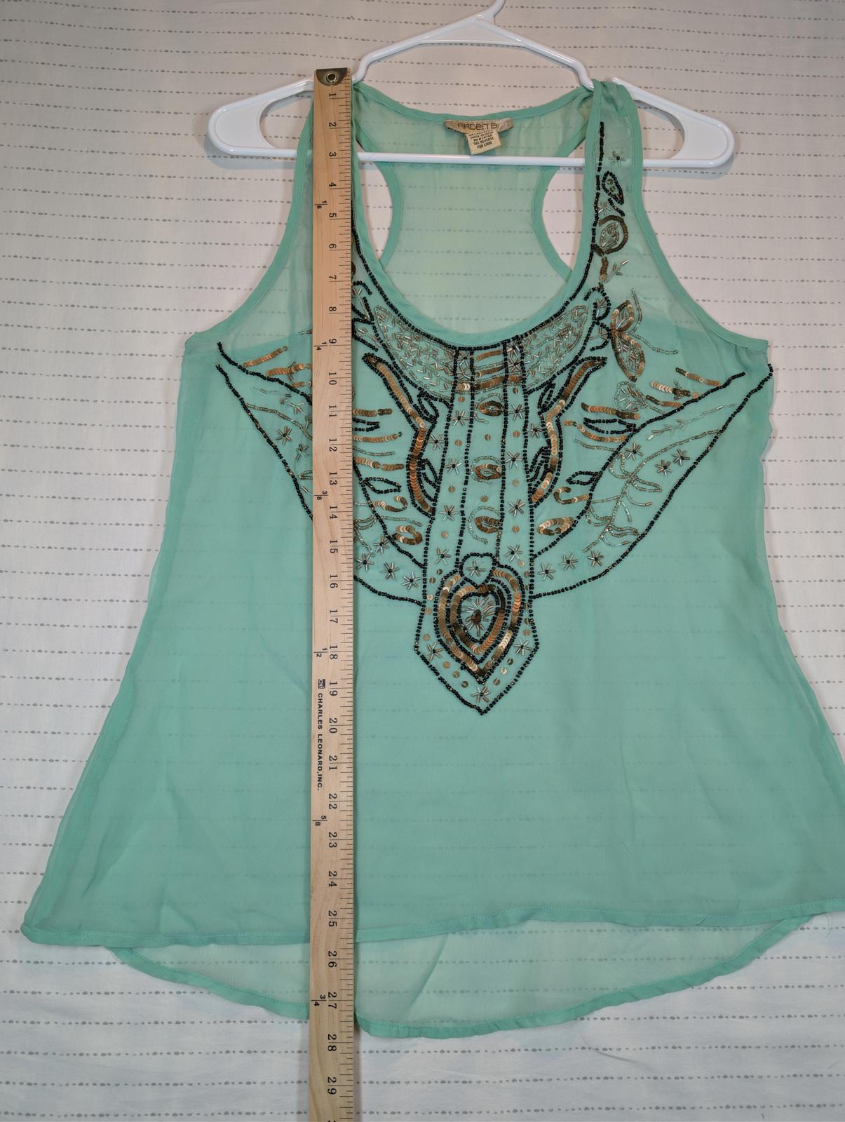 Arden B Beaded Sheer Chiffon Racerback Tank Top Embellished Womens Medium - Image 8