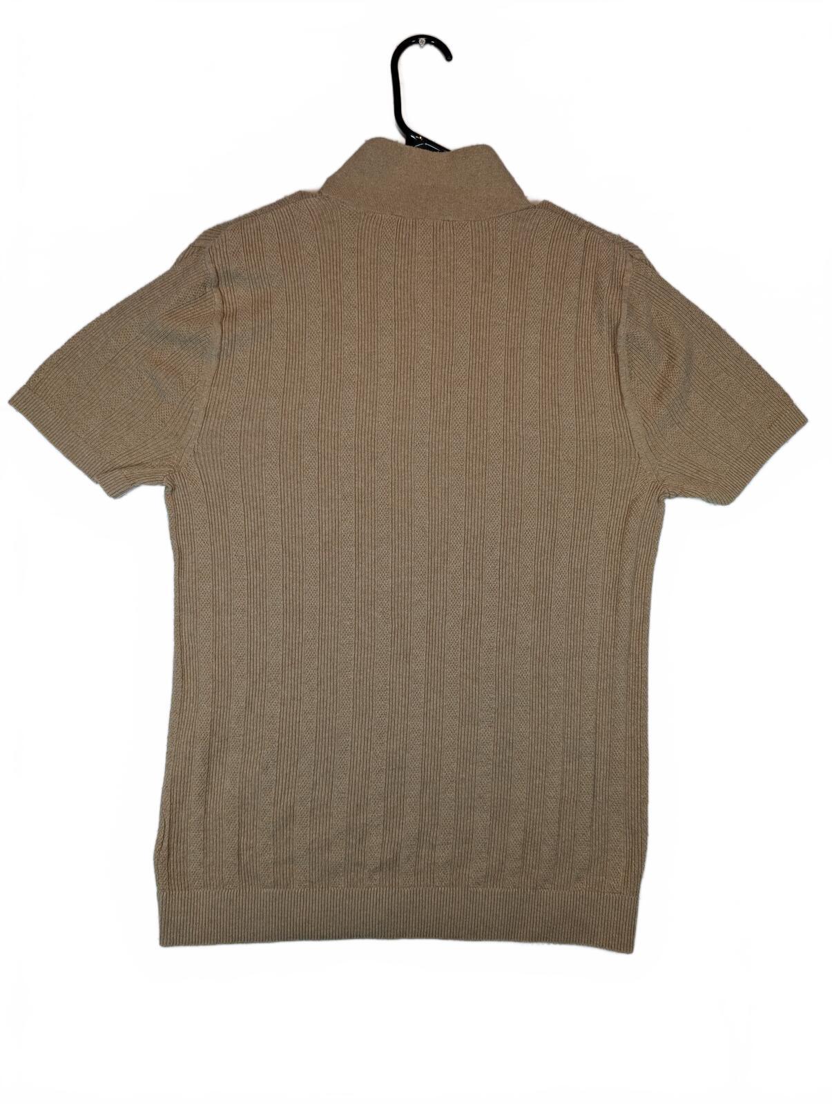 Express Quarter Zip Ribbed Knit Short Sleeve Cotton Pullover Sweater Mens Small - Image 3