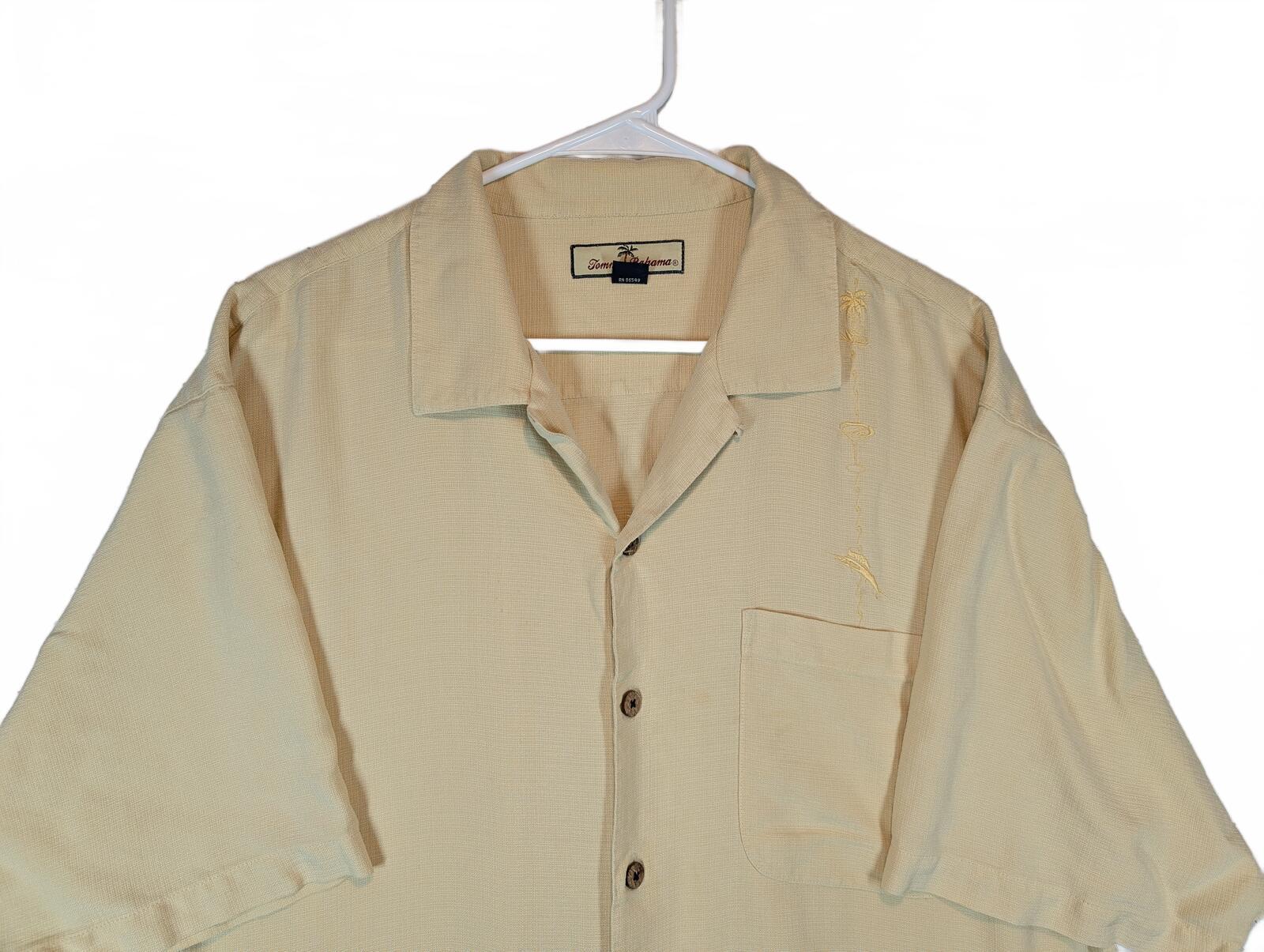 Tommy Bahama Silk Camp Shirt Embroidered Island Aloha Short Sleeve Mens Large - Image 4