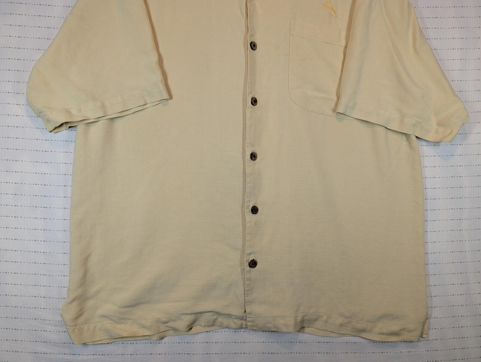 Tommy Bahama Silk Camp Shirt Embroidered Island Aloha Short Sleeve Mens Large - Image 5